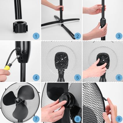 ZEVENTI - Wentylator stojący FLOW 40W/230V czarny