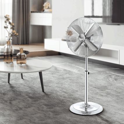 ZEVENTI - Wentylator stojący FLOW 50W/230V 125 cm błyszczący chrom