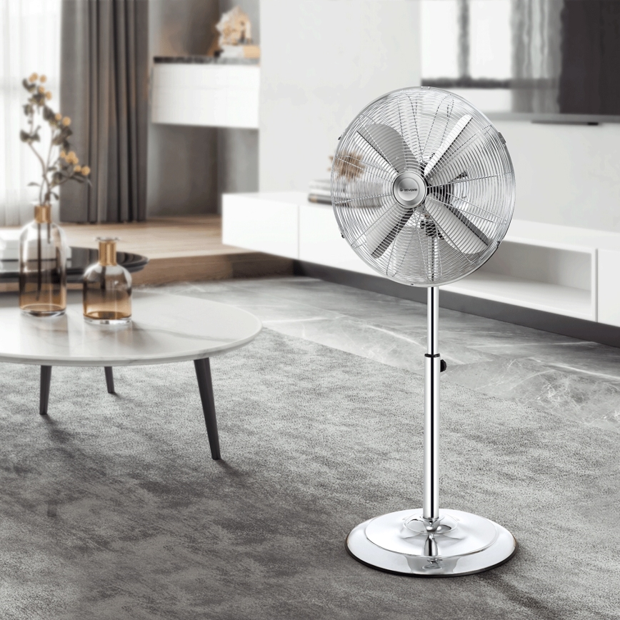 ZEVENTI - Wentylator stojący FLOW 50W/230V 125 cm błyszczący chrom