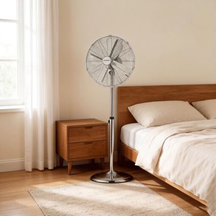 ZEVENTI - Wentylator stojący FLOW 50W/230V 125 cm błyszczący chrom