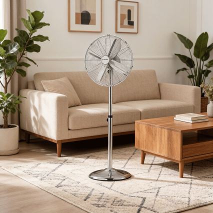 ZEVENTI - Wentylator stojący FLOW 50W/230V 125 cm błyszczący chrom