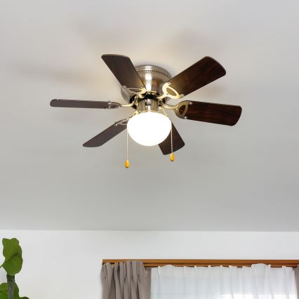 ZEVENTI - Wentylator sufitowy GALDANA 1xE27/60W/230V brązowy/beżowy