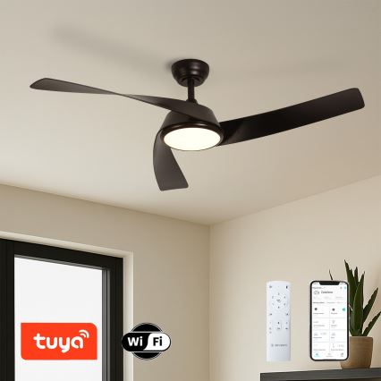 ZEVENTI - LED ściemnialny wentylator sufitowy AERYS LED/24W/230V 3000/4000/6000K Wi‑Fi Tuya czarny + pilot zdalnego sterowania