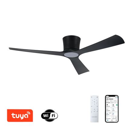 ZEVENTI - LED ściemnialny sufitowy wentylator AUREX LED/24W/230V 3000/4000/6000K Wi-Fi Tuya czarny + zdalne sterowanie