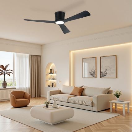 ZEVENTI - LED ściemnialny sufitowy wentylator AUREX LED/24W/230V 3000/4000/6000K Wi-Fi Tuya czarny + zdalne sterowanie