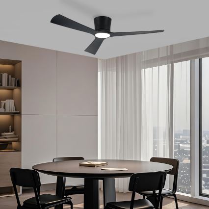 ZEVENTI - LED ściemnialny sufitowy wentylator AUREX LED/24W/230V 3000/4000/6000K Wi-Fi Tuya czarny + zdalne sterowanie