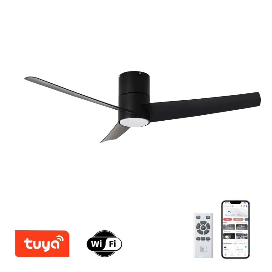ZEVENTI - Wentylator sufitowy LED BARROSA LED/18W/230V 3000/4000/6000K Wi-Fi Tuya czarny + zdalne sterowanie