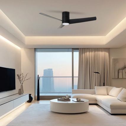 ZEVENTI - Wentylator sufitowy LED BARROSA LED/18W/230V 3000/4000/6000K Wi-Fi Tuya czarny + zdalne sterowanie