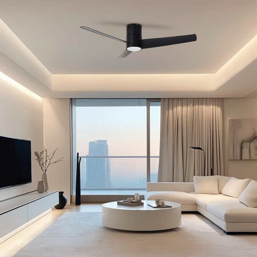 ZEVENTI - Wentylator sufitowy LED BARROSA LED/18W/230V 3000/4000/6000K Wi-Fi Tuya czarny + zdalne sterowanie