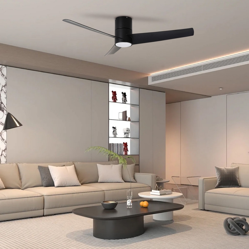 ZEVENTI - Wentylator sufitowy LED BARROSA LED/18W/230V 3000/4000/6000K Wi-Fi Tuya czarny + zdalne sterowanie
