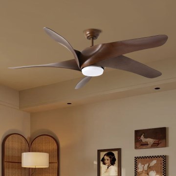ZEVENTI - Wentylator sufitowy LED LUCCA LED/18W/230V 3000-6000K Wi-Fi Tuya brązowy + pilot zdalnego sterowania