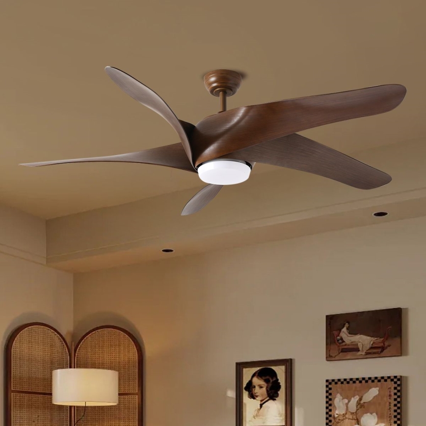 ZEVENTI - Wentylator sufitowy LED LUCCA LED/18W/230V 3000-6000K Wi-Fi Tuya brązowy + pilot zdalnego sterowania