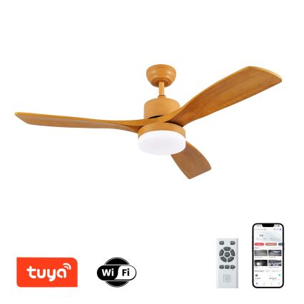 ZEVENTI - LED Ściemnialny wentylator sufitowy MARE LED/24W/230V 3000-6000K Wi-Fi Tuya dąb + zdalne sterowanie
