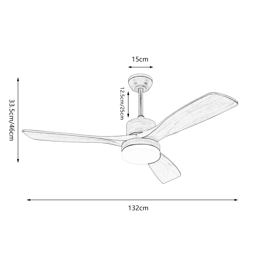 ZEVENTI - LED Ściemnialny wentylator sufitowy MARE LED/24W/230V 3000-6000K Wi-Fi Tuya dąb + zdalne sterowanie