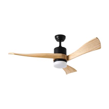 ZEVENTI - LED Ściemnialny wentylator sufitowy NATURITO LED/18W/230V 3000-6000K Wi-Fi Tuya czarny/dąb + zdalne sterowanie