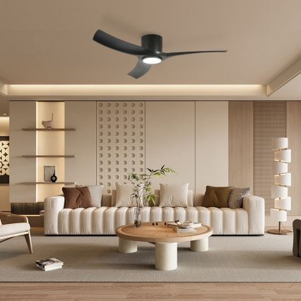 ZEVENTI - LED ściemnialny wentylator sufitowy ORBITO LED/24W/230V 3000/4000/6000K Wi-Fi Tuya czarny + pilot zdalnego sterowania