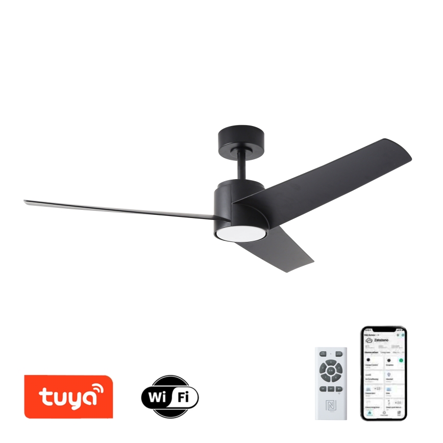 ZEVENTI - LED Ściemnialny wentylator sufitowy ORVIETO LED/18W/230V 3000-6000K Wi-Fi Tuya czarny + zdalne sterowanie