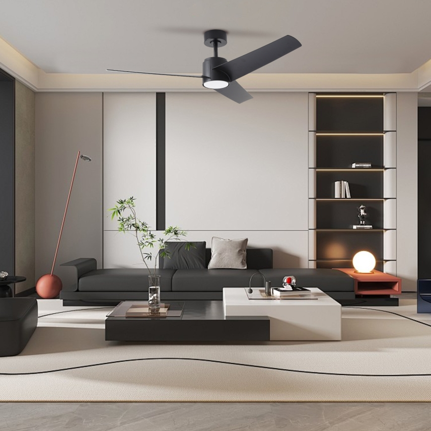 ZEVENTI - LED Ściemnialny wentylator sufitowy ORVIETO LED/18W/230V 3000-6000K Wi-Fi Tuya czarny + zdalne sterowanie