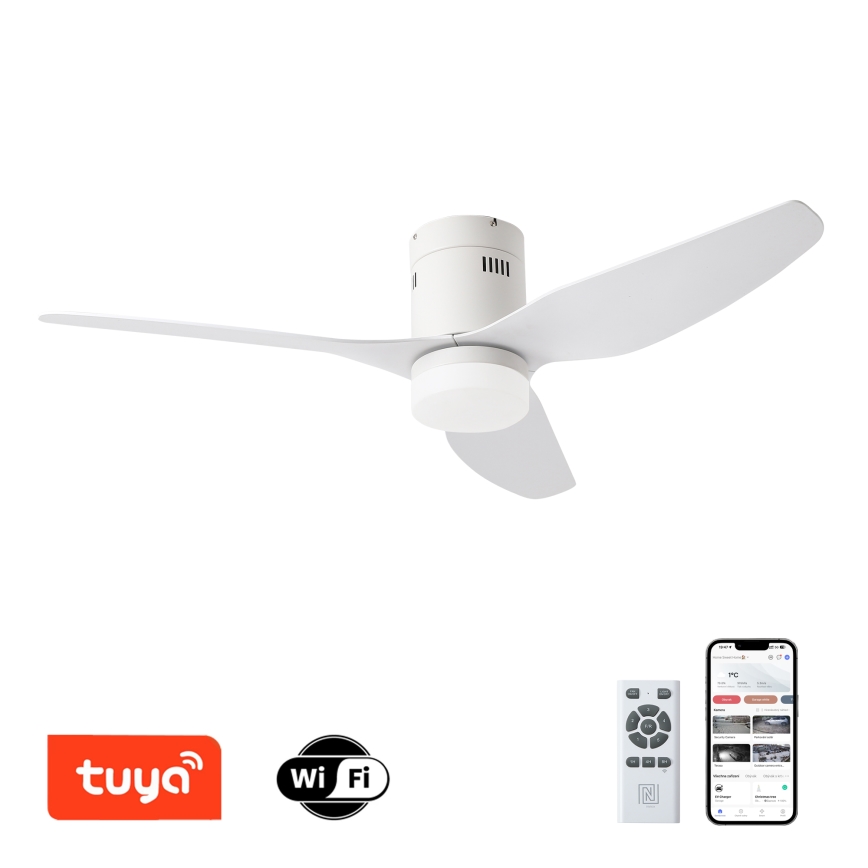 ZEVENTI - LED Ściemnialny wentylator sufitowy PADUA LED/18W/230V 3000-6000K Wi-Fi Tuya biały + zdalne sterowanie