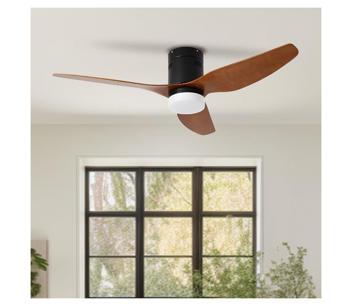 ZE - Wentylator sufitowy LED PADUA LED/18W/230V Wi-Fi Tuya czarny/brązowy + pilot