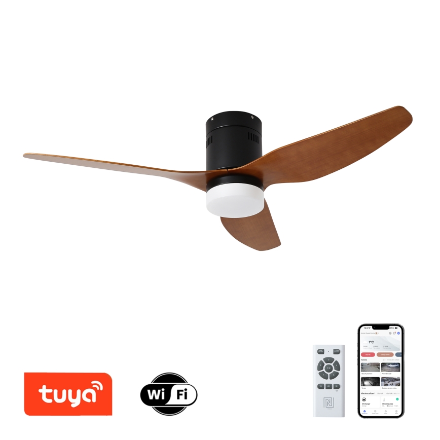 ZEVENTI - LED Ściemnialny wentylator sufitowy PADUA LED/18W/230V 3000-6000K Wi-Fi Tuya czarny/brązowy + zdalne sterowanie