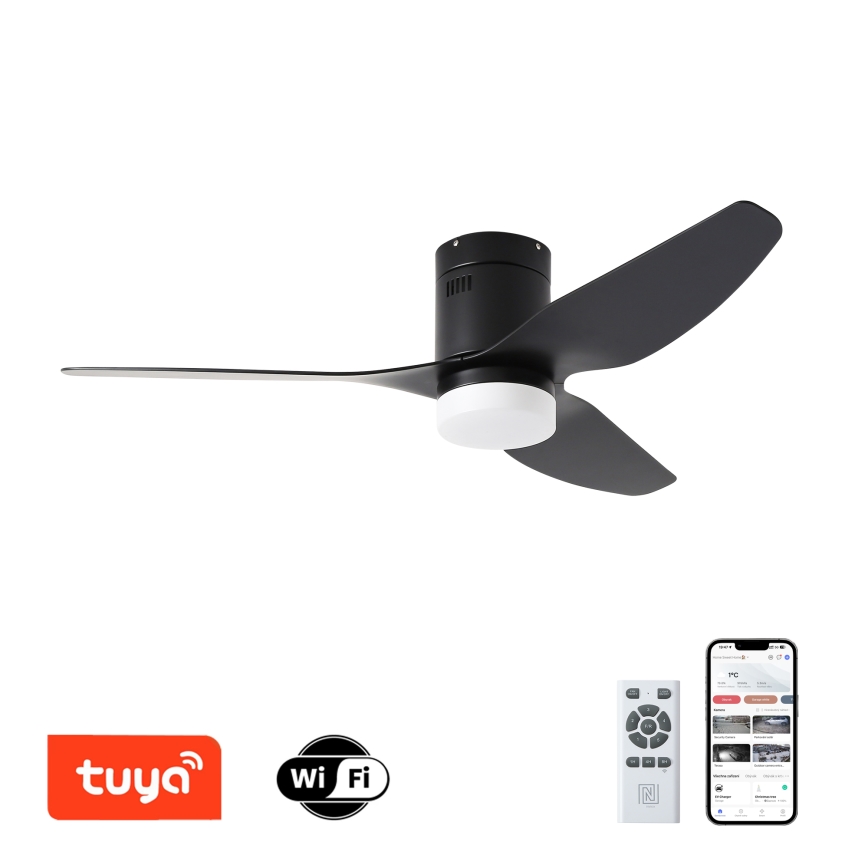ZEVENTI - LED Ściemnialny wentylator sufitowy PADUA LED/18W/230V 3000-6000K Wi-Fi Tuya czarny + zdalne sterowanie