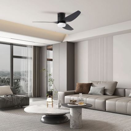 ZEVENTI - LED Ściemnialny wentylator sufitowy PADUA LED/18W/230V 3000-6000K Wi-Fi Tuya czarny + zdalne sterowanie