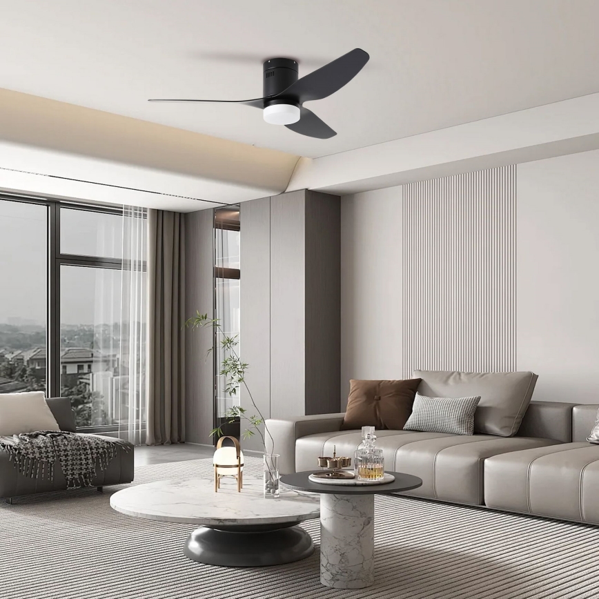 ZEVENTI - LED Ściemnialny wentylator sufitowy PADUA LED/18W/230V 3000-6000K Wi-Fi Tuya czarny + zdalne sterowanie
