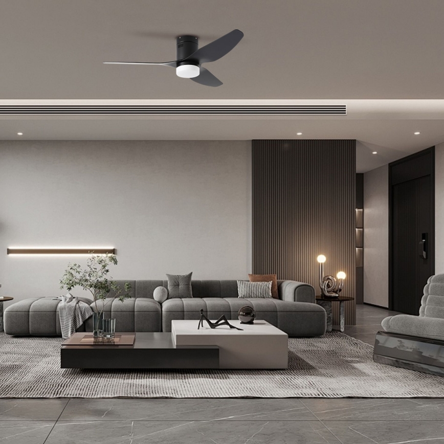 ZEVENTI - LED Ściemnialny wentylator sufitowy PADUA LED/18W/230V 3000-6000K Wi-Fi Tuya czarny + zdalne sterowanie