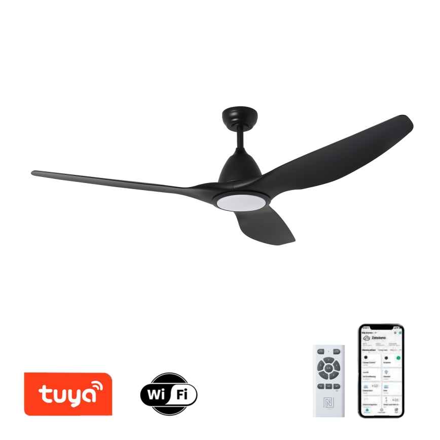 ZEVENTI - LED Ściemnialny wentylator sufitowy URBINO LED/20W/230V 3000-6000K Wi-Fi Tuya czarny + zdalne sterowanie