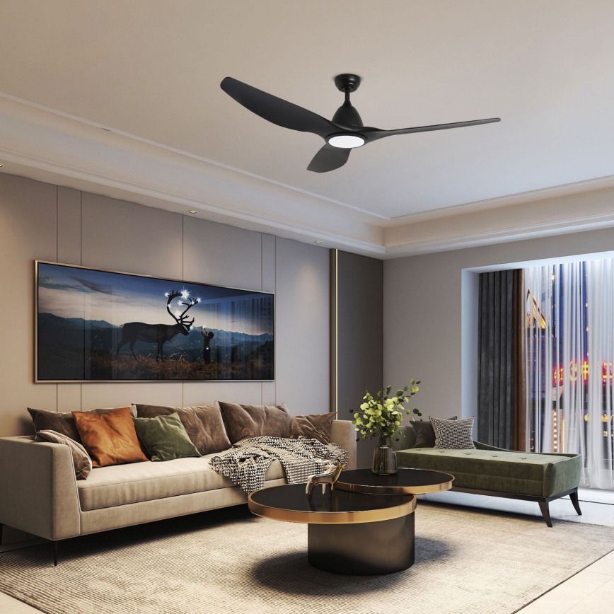 ZEVENTI - LED Ściemnialny wentylator sufitowy URBINO LED/20W/230V 3000-6000K Wi-Fi Tuya czarny + zdalne sterowanie