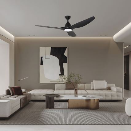 ZEVENTI - LED Ściemnialny wentylator sufitowy URBINO LED/20W/230V 3000-6000K Wi-Fi Tuya czarny + zdalne sterowanie