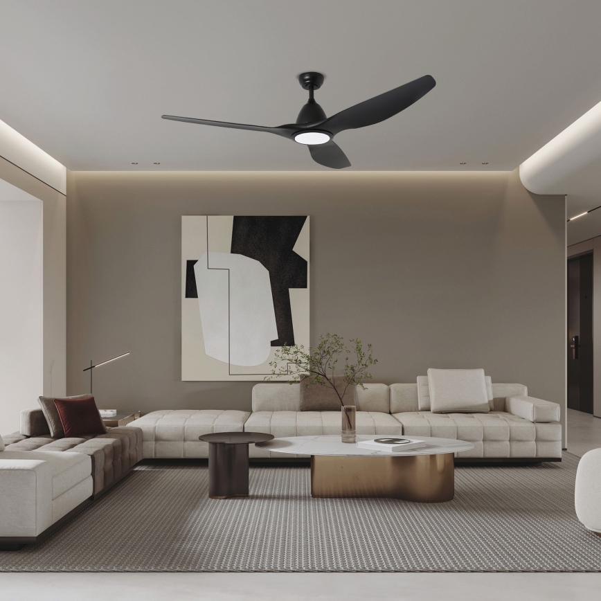 ZEVENTI - LED Ściemnialny wentylator sufitowy URBINO LED/20W/230V 3000-6000K Wi-Fi Tuya czarny + zdalne sterowanie