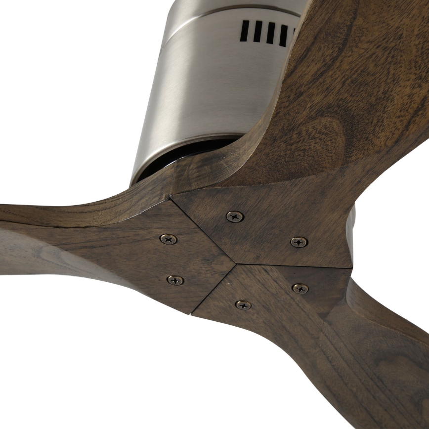 ZEVENTI - Wentylator sufitowy SPELLO Wi-Fi Tuya matowy chrom/dąb + zdalne sterowanie