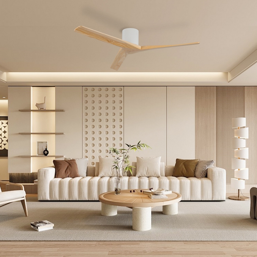 ZEVENTI - Wentylator sufitowy VELLON Wi-Fi Tuya biały/pawlonia + pilot zdalnego sterowania