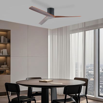 ZEVENTI - Wentylator sufitowy VELLON Wi-Fi Tuya czarny/orzech + pilot zdalnego sterowania