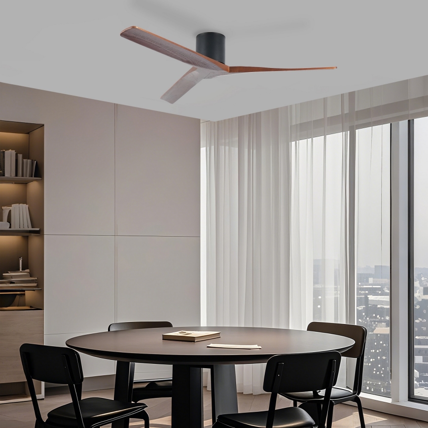 ZEVENTI - Wentylator sufitowy VELLON Wi-Fi Tuya czarny/orzech + pilot zdalnego sterowania