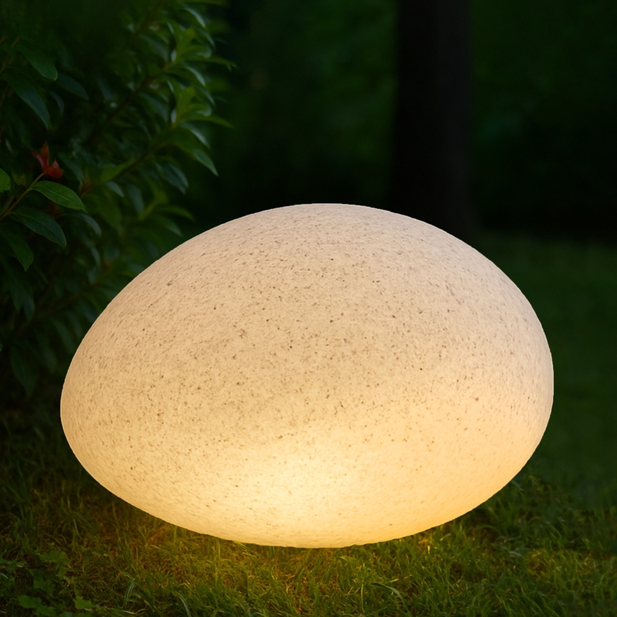 Zewnętrzna dekoracyjna lampa LUMISTONE, 1xE27/15W/230V, IP65, śr. 38 cm