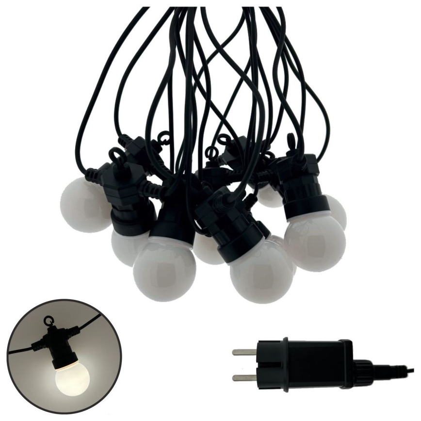 Zewnętrzna girlanda dekoracyjna LED 10×LED/0,36W/230V 4,5 m IP44 czarna