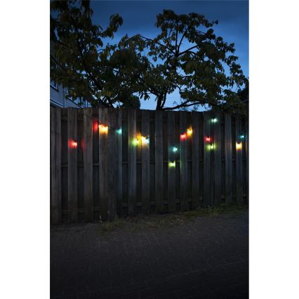 LED Zewnętrzna girlanda CONE FILAMENT 20xE10 19m kolorowa/ciepła biała IP44, Wyprodukowano w UE