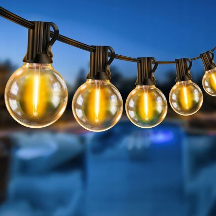 Zewnętrzna girlanda świetlna LED 20xE12/1W/230V, 20 m, IP65, czarna