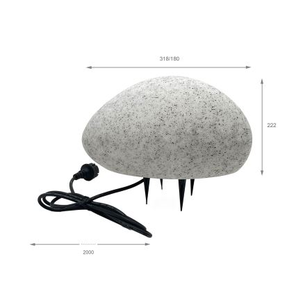 Zewnętrzna lampa dekoracyjna LUMISTONE 1xE27/15W/230V IP65 śr. 31,8 cm