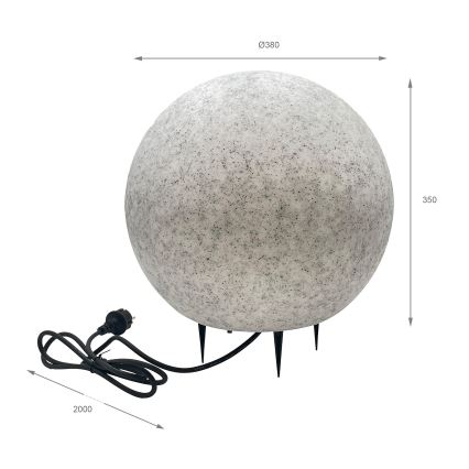 Zewnętrzna lampa dekoracyjna LUMISTONE 1xE27/15W/230V IP65 śr. 38 cm
