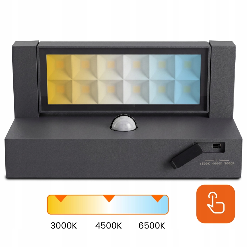 LED Zewnętrzna lampa ścienna z czujnikiem ruchu i zmierzchu LED/25W/230V 3000/4000/6500K IP54 czarna