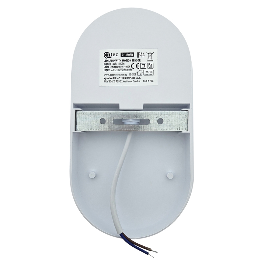 Zewnętrzna lampa ścienna LED z czujnikiem ruchu, 18 W/230 V, IP44, antracyt