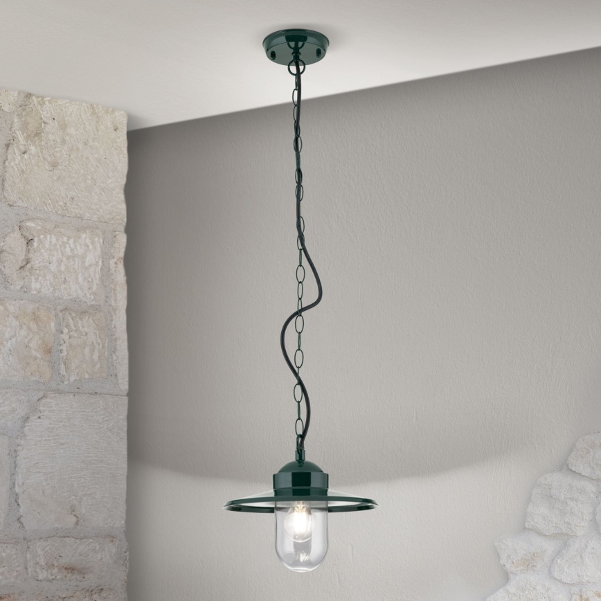 Zewnętrzna lampa wisząca EDWARD 1xE27/60W/230V IP44 zielona