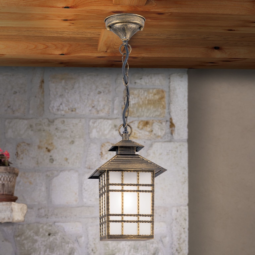 Zewnętrzna lampa wisząca KIKO 1xE27/11W/230V IP44 brąz/patyna