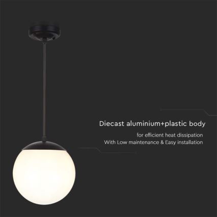 Zewnętrzna lampa wisząca na przewodzie 1xE27/60W/230V śr. 20 cm IP44 czarna