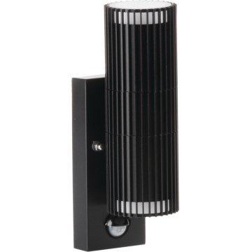 Zewnętrzna oprawa ścienna punktowa RADILO z czujnikiem ruchu i zmierzchu, 2xGU10/11W/230V IP44, czarna
