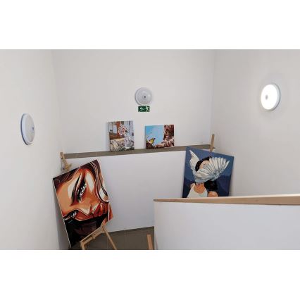 Zewnętrzna oprawa sufitowa LED z czujnikiem ruchu i zmierzchu LED/16W/230V Ø 28,5 cm IP54 biała